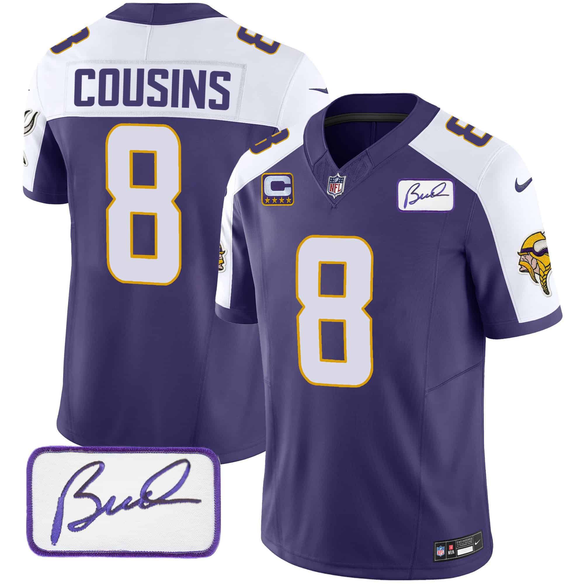 Men Minnesota Vikings #8 Cousins Purple 2024 Nike Bud Grant Patch Classic Limited NFL Jersey style 2->indianapolis colts->NFL Jersey